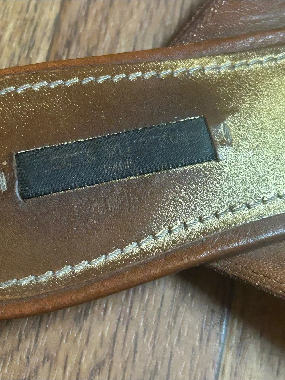 Louis Vuitton Brown Leather Thong Sandals with Gold Accent